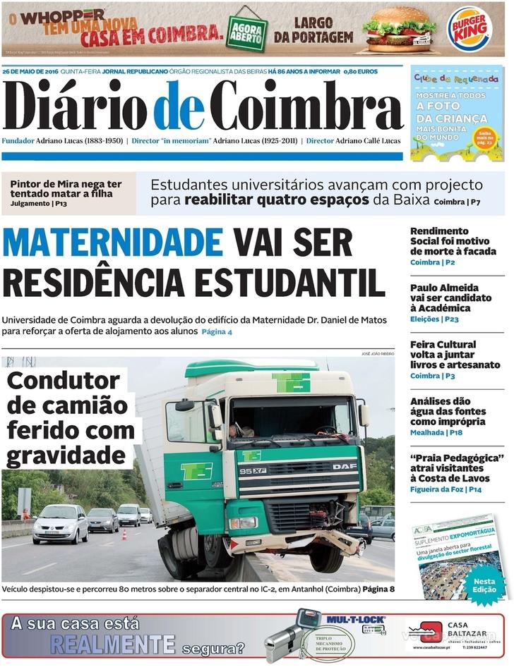 Capa Dirio de Coimbra - 2016-05-26