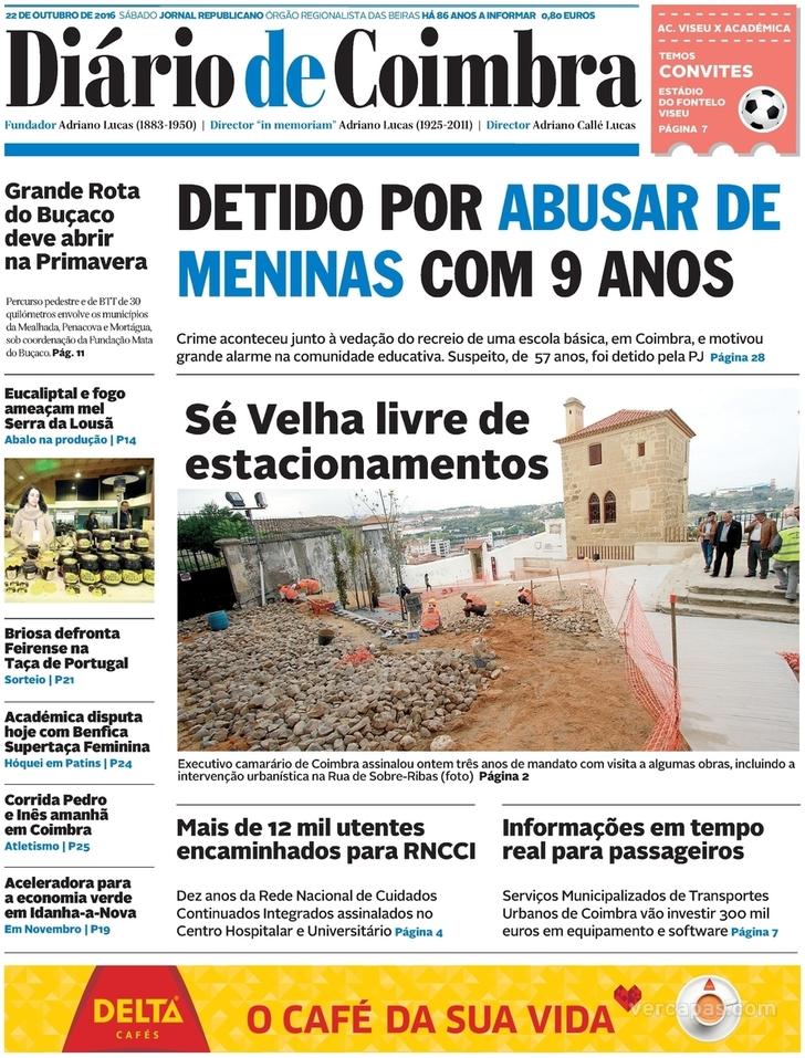 Capa Dirio de Coimbra - 2016-10-22