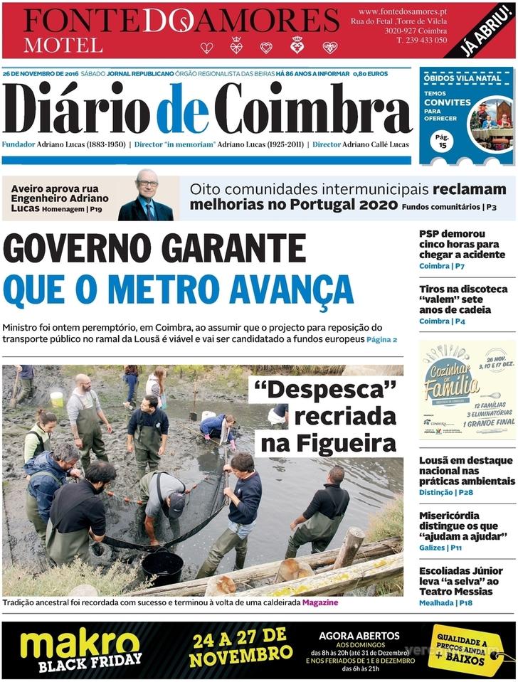 Capa Dirio de Coimbra - 2016-11-26