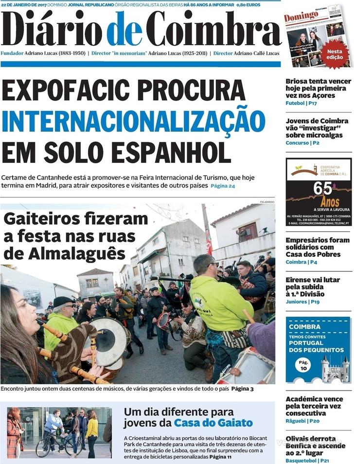 Capa Dirio de Coimbra - 2017-01-22
