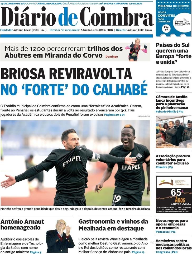 Capa Dirio de Coimbra - 2017-01-29