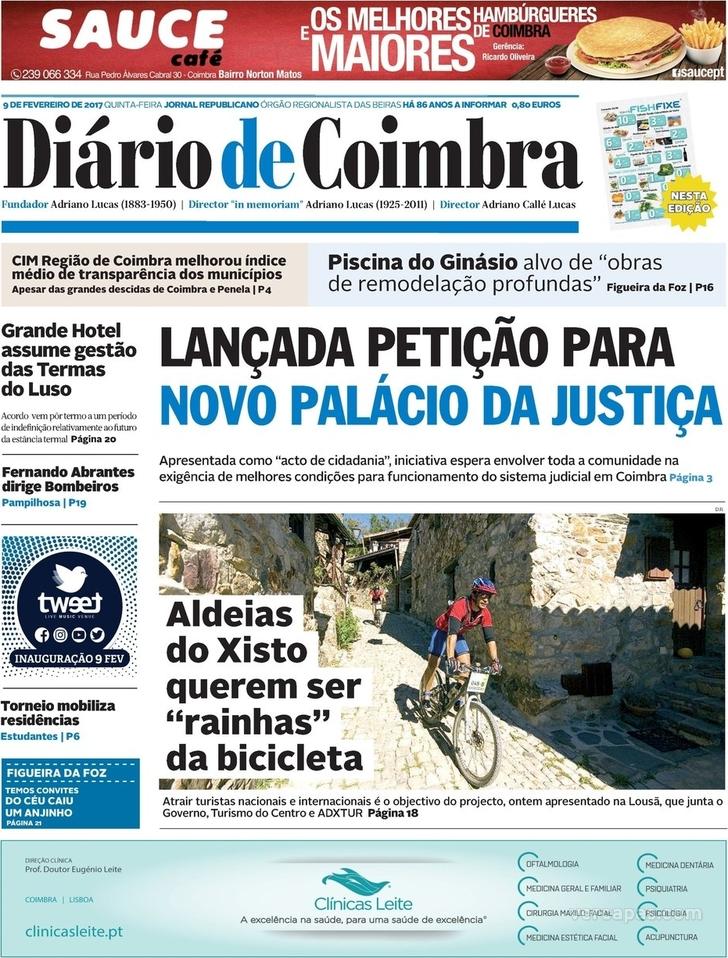 Capa Dirio de Coimbra - 2017-02-09