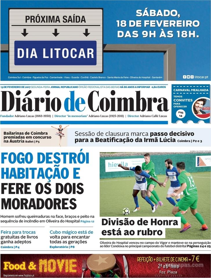 Capa Dirio de Coimbra - 2017-02-13