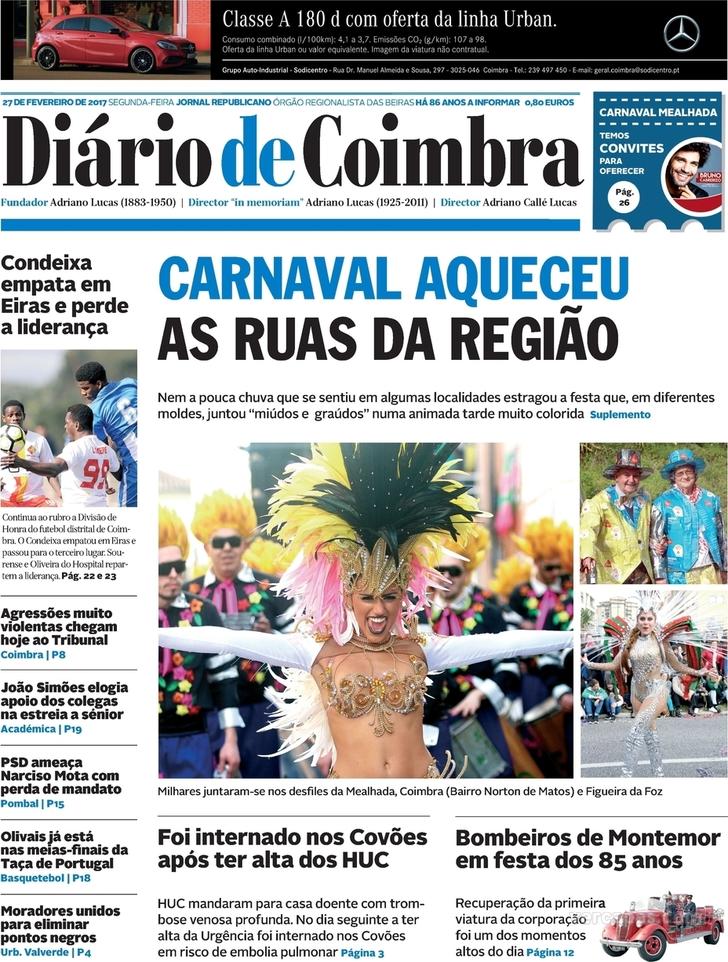 Capa Dirio de Coimbra - 2017-02-27
