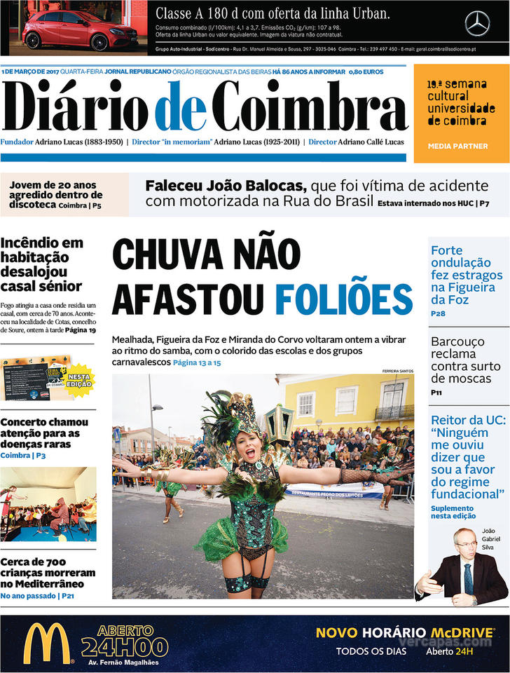 Capa Dirio de Coimbra - 2017-03-01