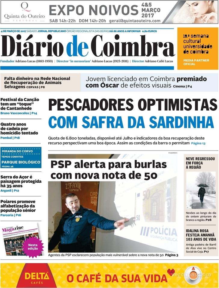 Capa Dirio de Coimbra - 2017-03-04