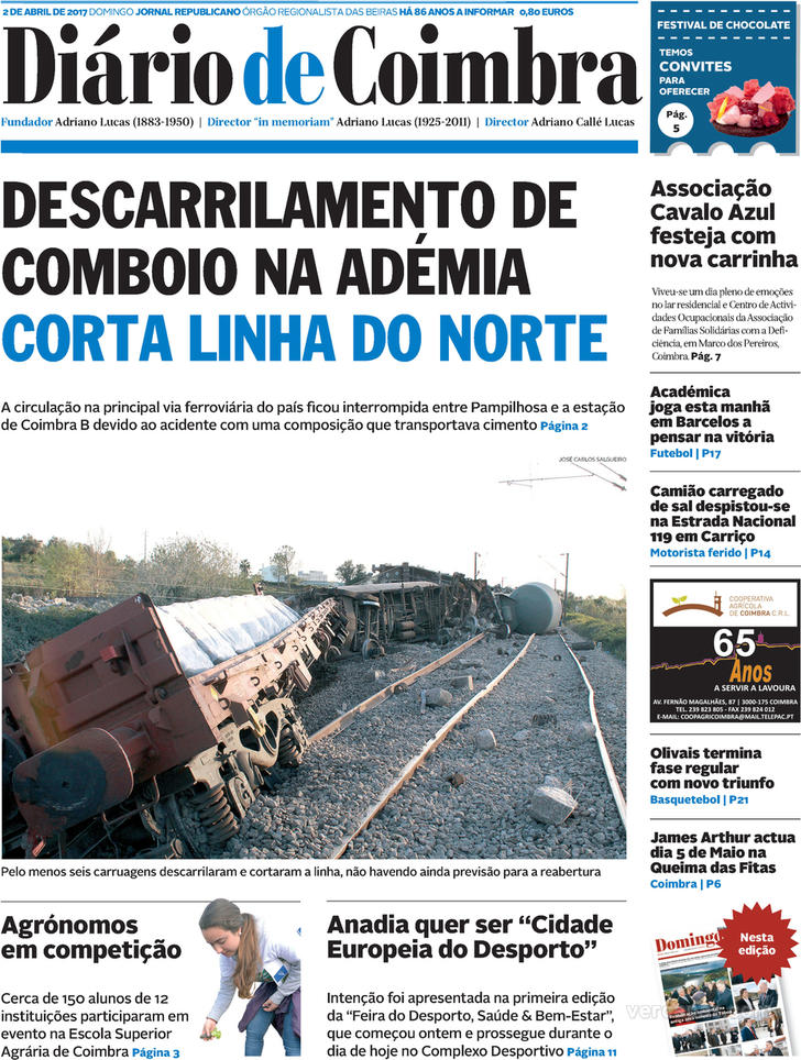 Capa Dirio de Coimbra - 2017-04-02