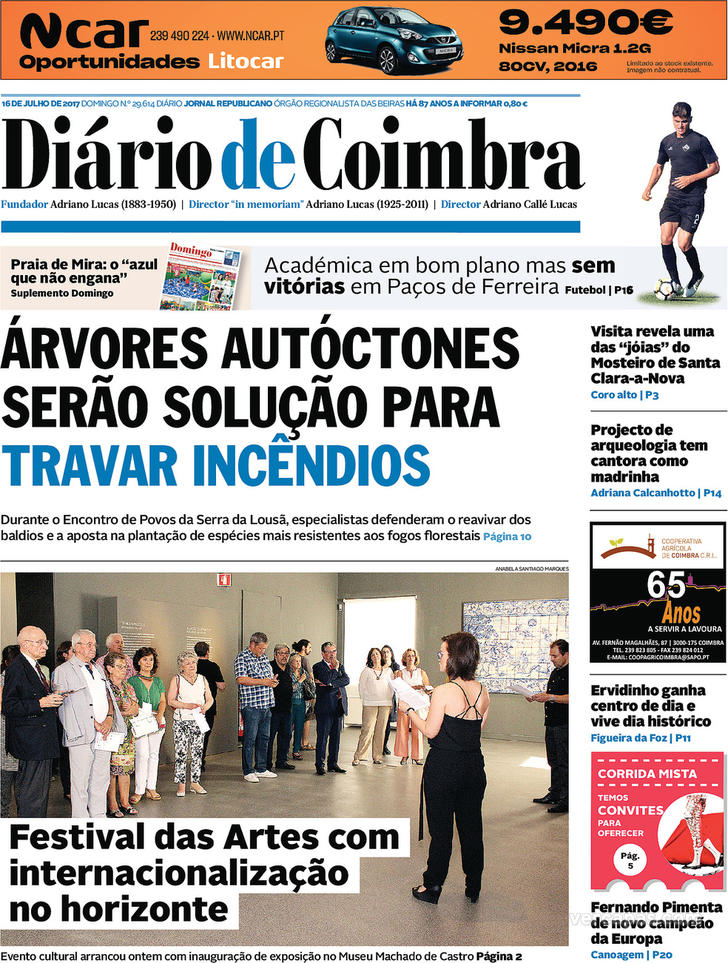 Capa Dirio de Coimbra - 2017-07-16