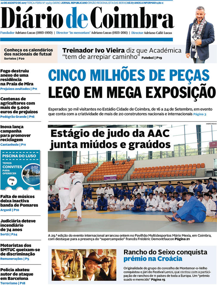Capa Dirio de Coimbra - 2017-08-22