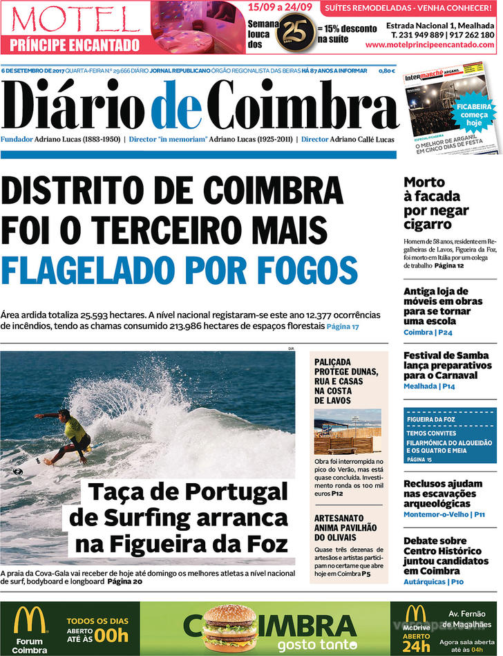 Capa Dirio de Coimbra - 2017-09-06