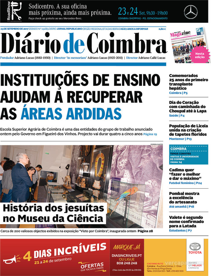 Capa Dirio de Coimbra - 2017-09-23