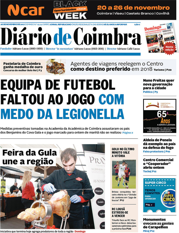 Capa Dirio de Coimbra - 2017-11-26