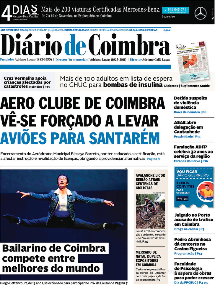 Capa Diário de Coimbra de 20191106