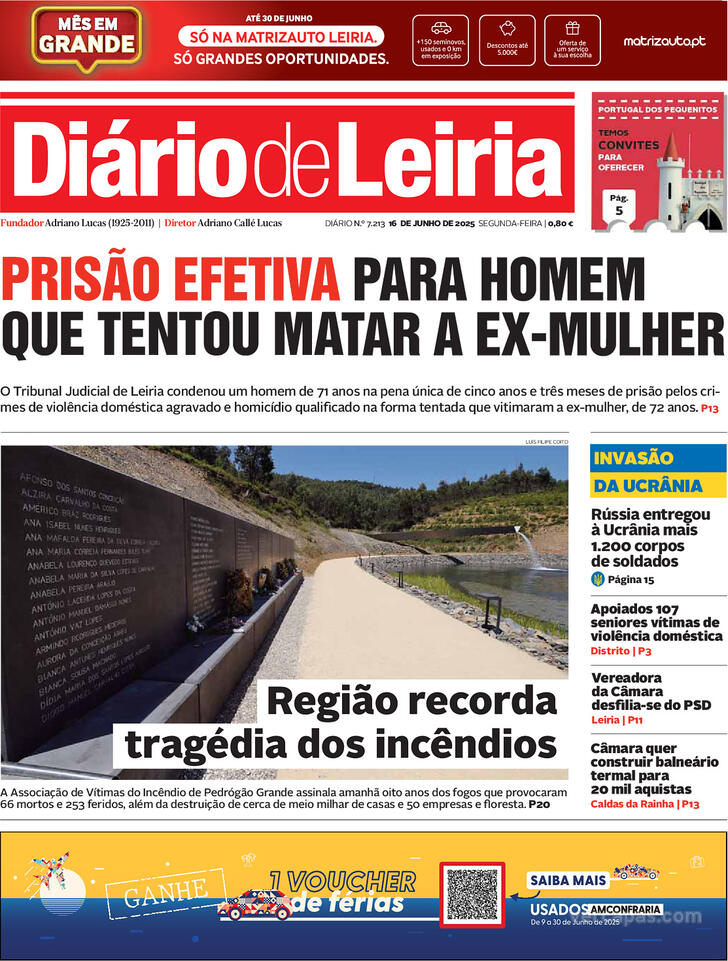 Capa Dirio de Leiria - 2025-06-16