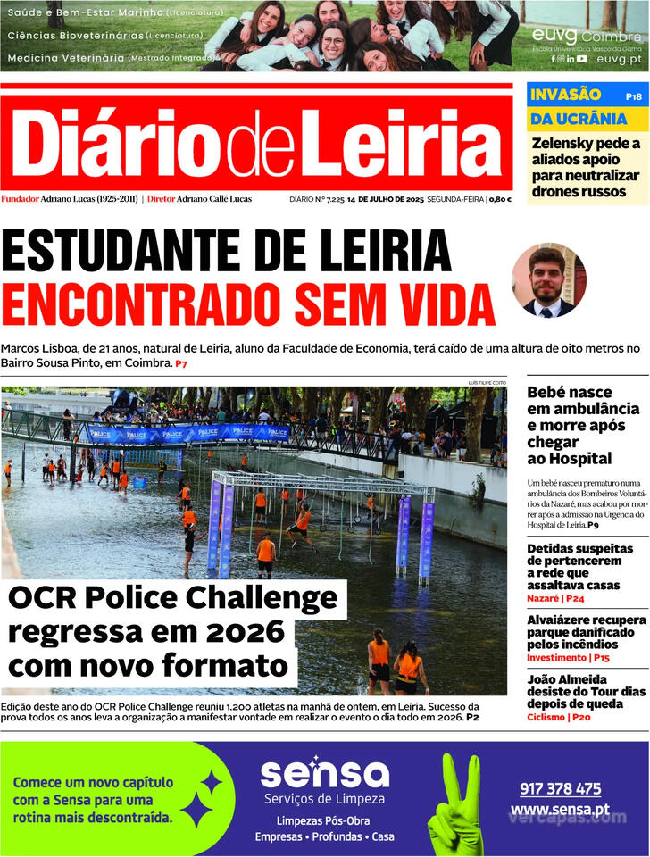 Capa Dirio de Leiria - 2025-07-14