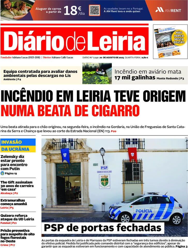 Capa Dirio de Leiria - 2025-08-20
