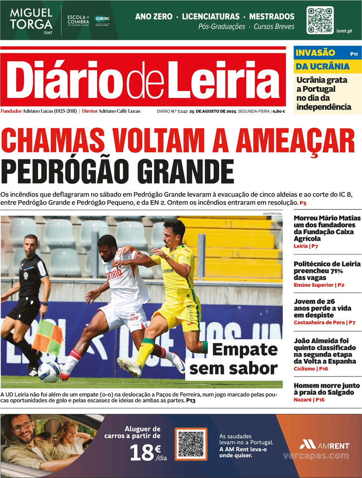 Capa Dirio de Leiria - 2025-08-25