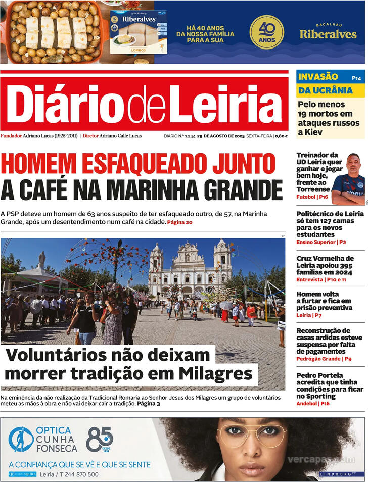 Capa Dirio de Leiria - 2025-08-29