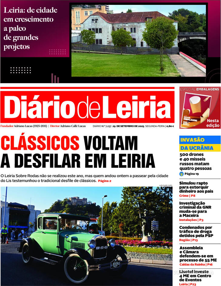 Capa Dirio de Leiria - 2025-09-29