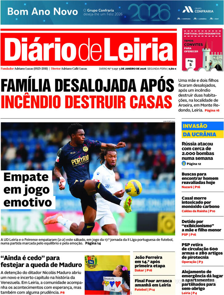 Capa Di�rio de Leiria - 2026-01-05
