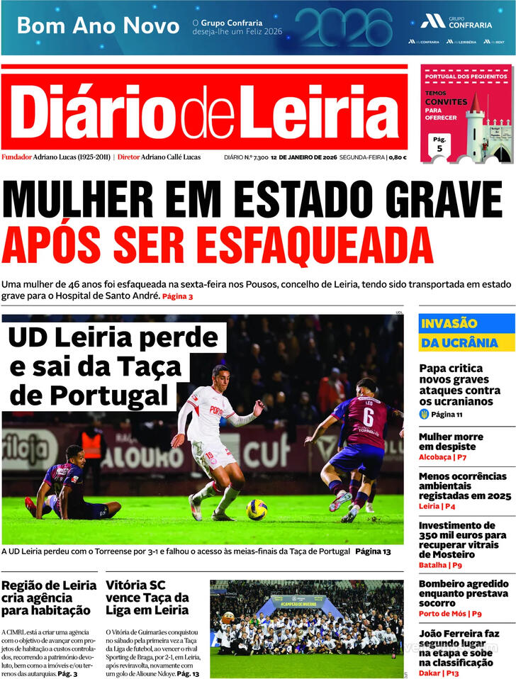 Capa Di�rio de Leiria - 2026-01-12