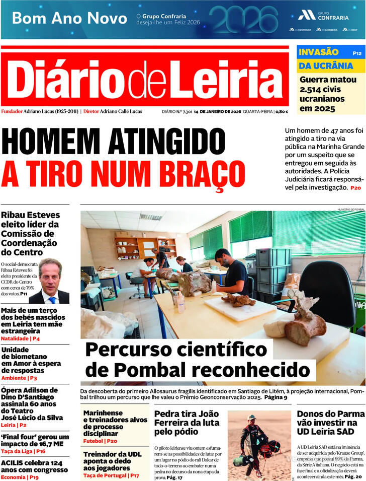 Capa Di�rio de Leiria - 2026-01-14