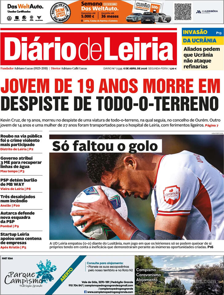 Capa Di�rio de Leiria - 2026-04-06