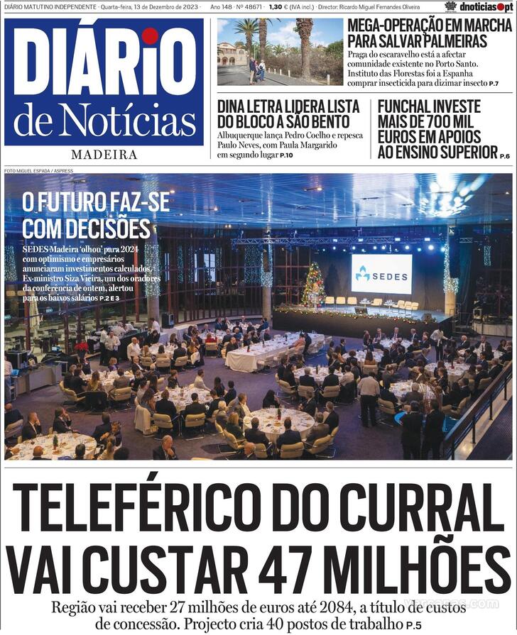 Capa Dirio de Notcias da Madeira - 2023-12-13