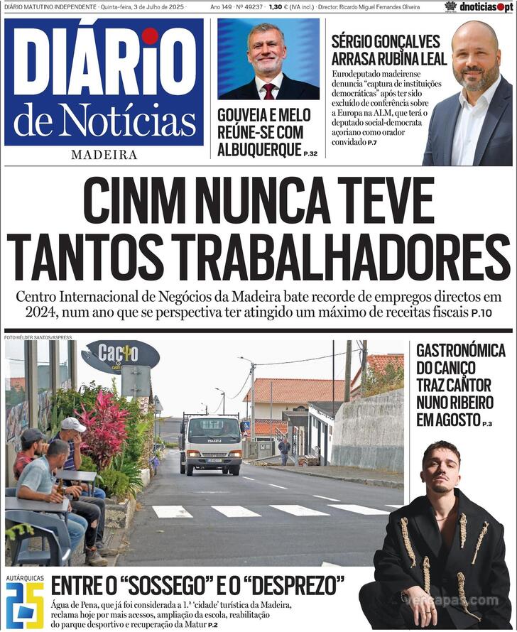 Capa Dirio de Notcias da Madeira - 2025-07-03