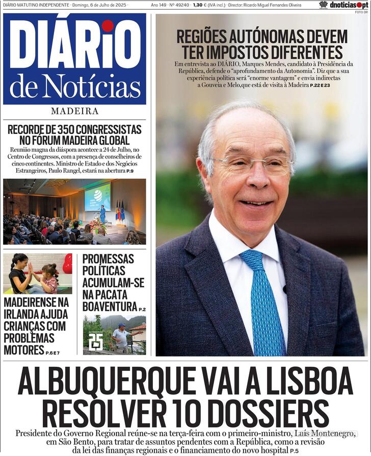 Capa Dirio de Notcias da Madeira - 2025-07-06