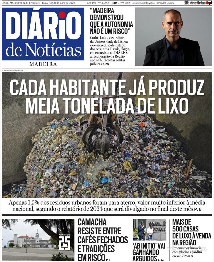 Capa Dirio de Notcias da Madeira - 2025-07-08
