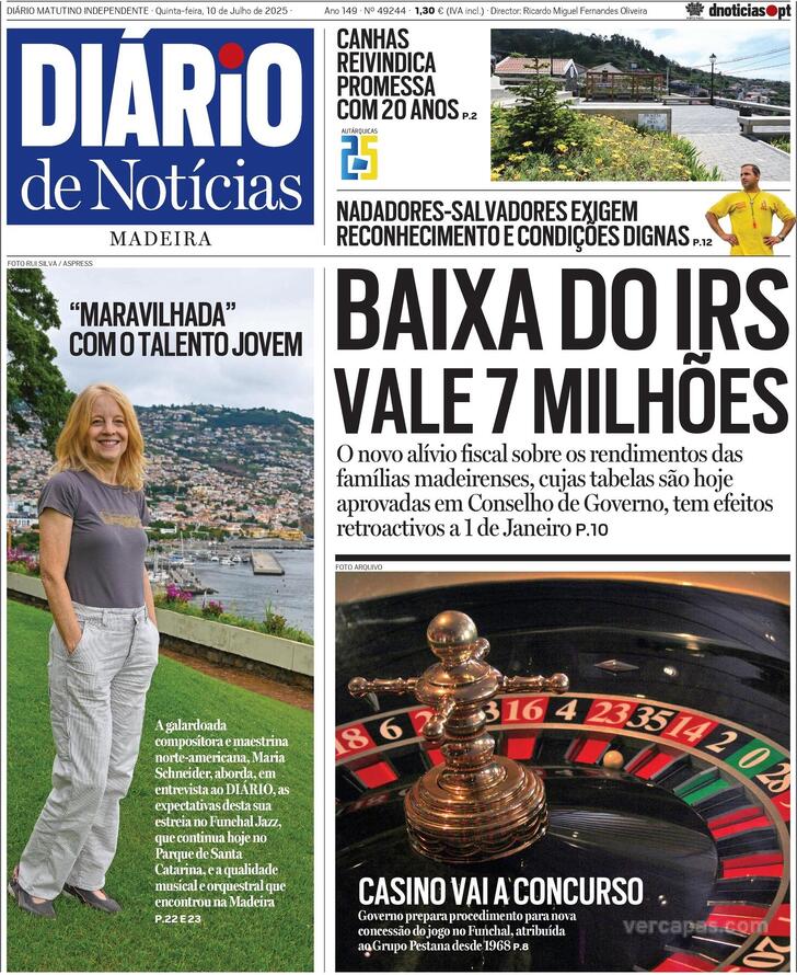 Capa Dirio de Notcias da Madeira - 2025-07-10