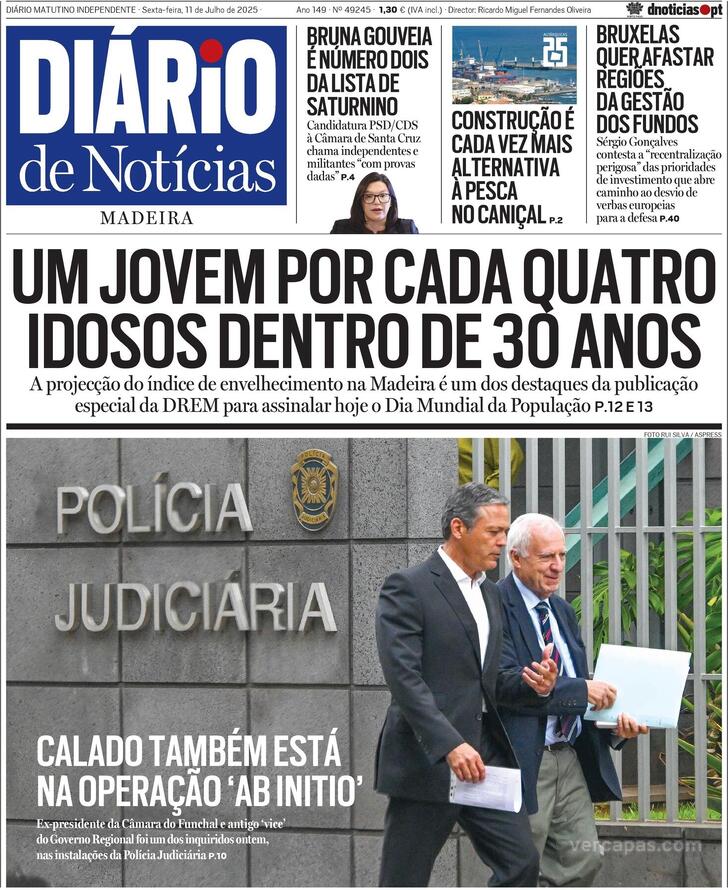 Capa Dirio de Notcias da Madeira - 2025-07-11