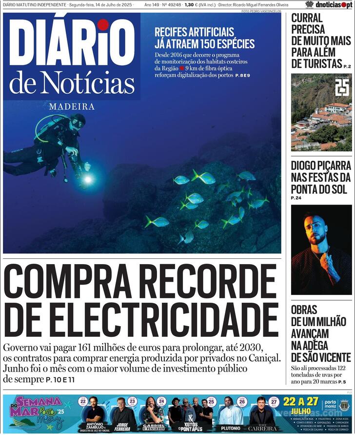 Capa Dirio de Notcias da Madeira - 2025-07-14