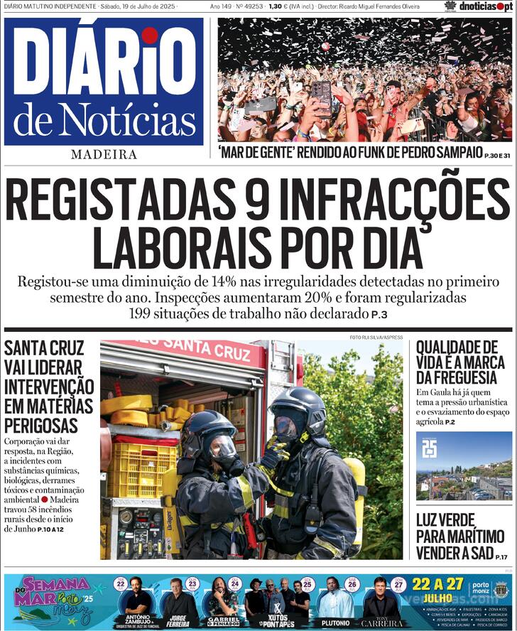Capa Dirio de Notcias da Madeira - 2025-07-19