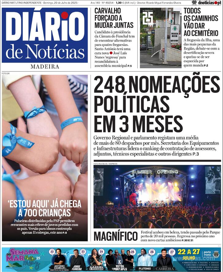 Capa Dirio de Notcias da Madeira - 2025-07-20