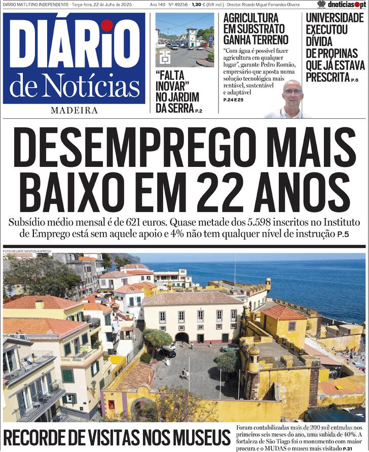 Capa Dirio de Notcias da Madeira - 2025-07-22