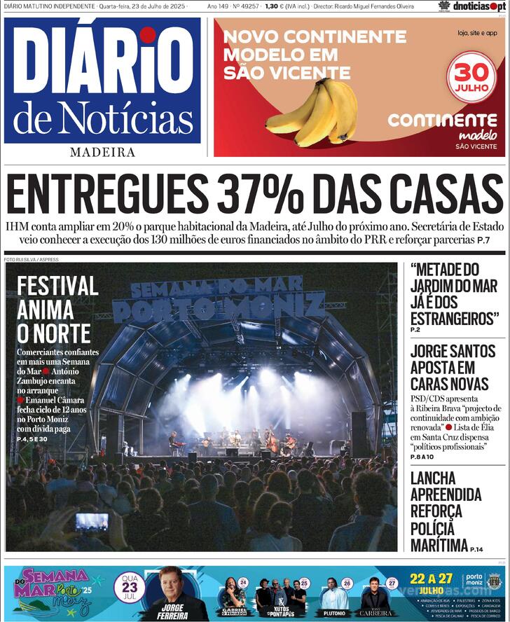 Capa Dirio de Notcias da Madeira - 2025-07-23