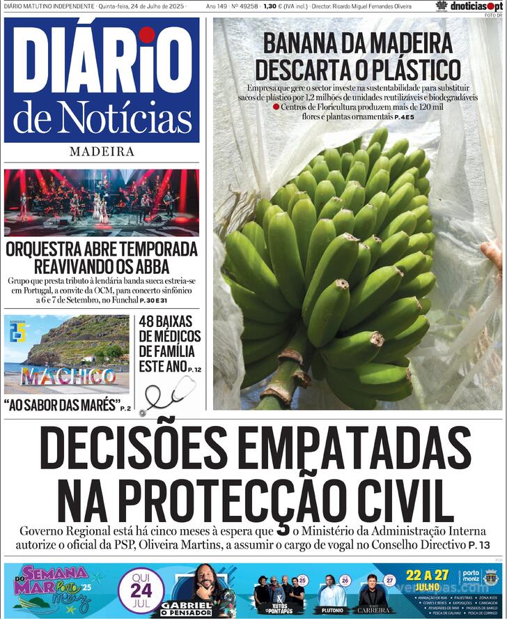 Capa Dirio de Notcias da Madeira - 2025-07-24