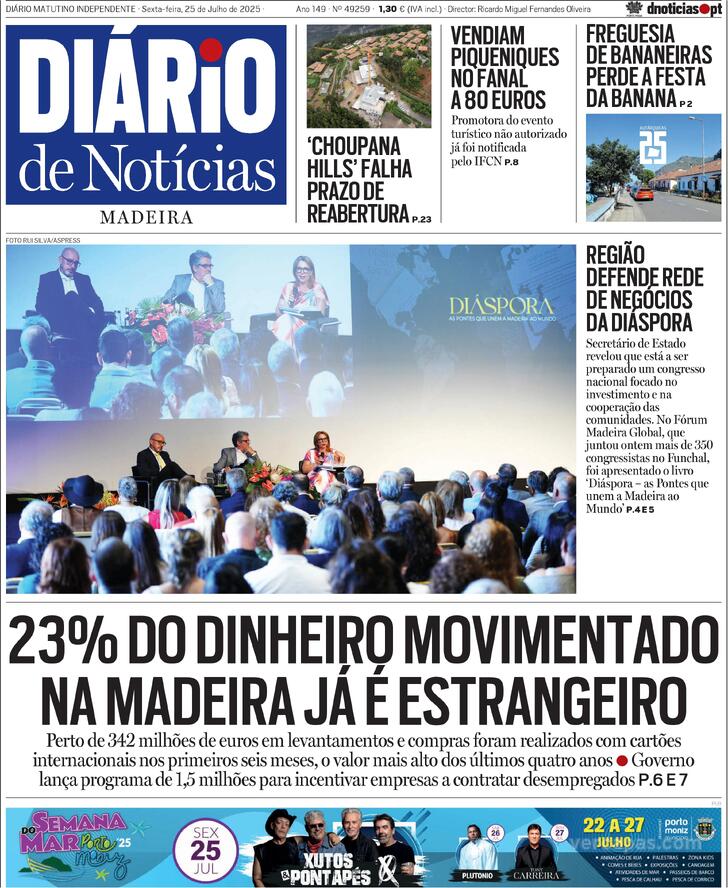 Capa Dirio de Notcias da Madeira - 2025-07-25