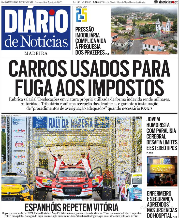Capa Dirio de Notcias da Madeira - 2025-08-03