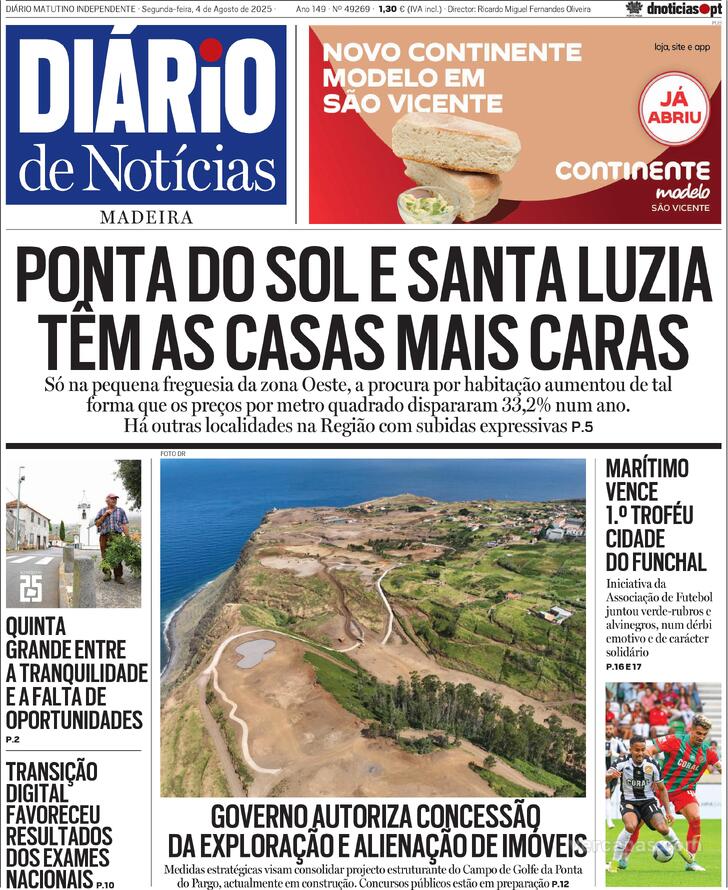 Capa Dirio de Notcias da Madeira - 2025-08-04