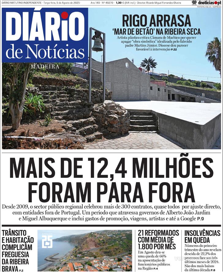 Capa Dirio de Notcias da Madeira - 2025-08-05