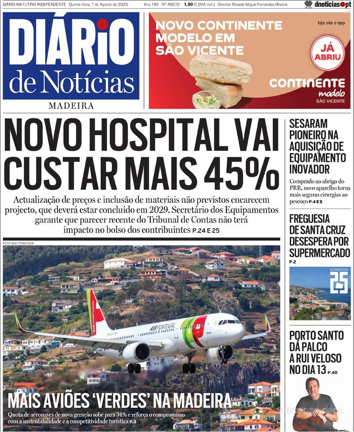 Capa Dirio de Notcias da Madeira - 2025-08-07