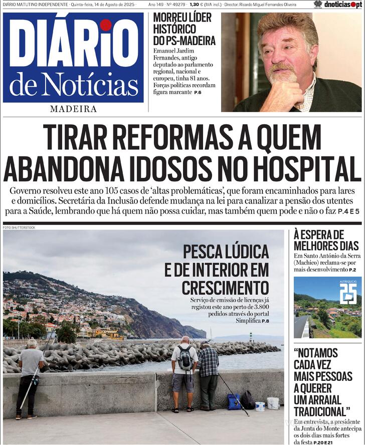 Capa Dirio de Notcias da Madeira - 2025-08-14