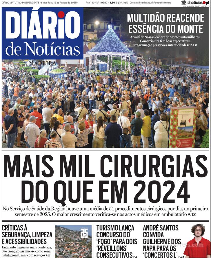 Capa Dirio de Notcias da Madeira - 2025-08-15