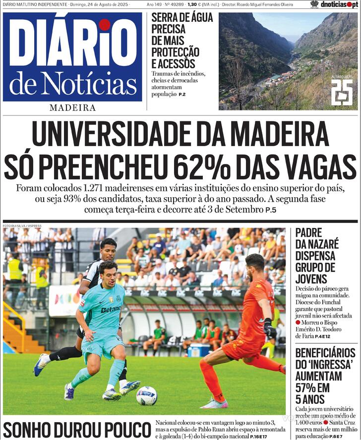 Capa Dirio de Notcias da Madeira - 2025-08-24