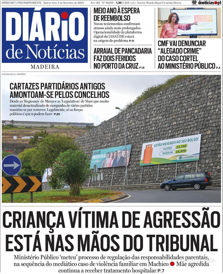 Capa Dirio de Notcias da Madeira - 2025-09-03