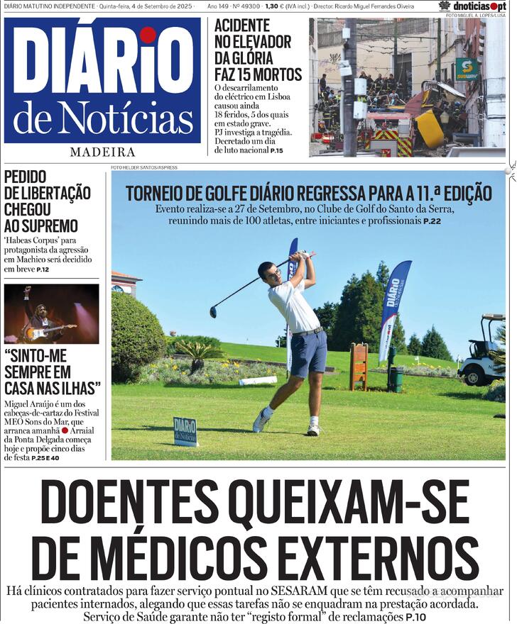 Capa Dirio de Notcias da Madeira - 2025-09-04