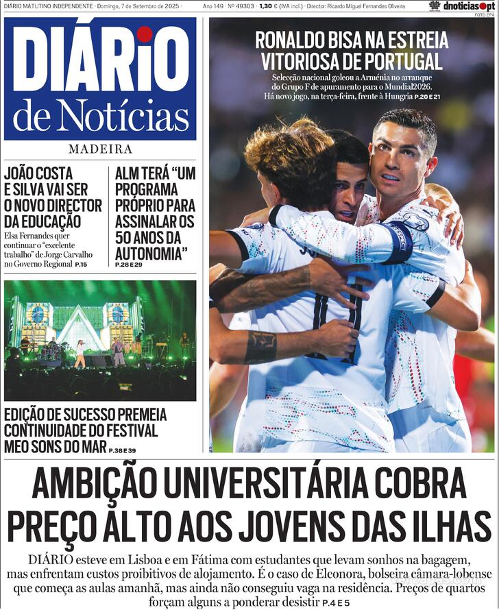 Capa Dirio de Notcias da Madeira - 2025-09-07